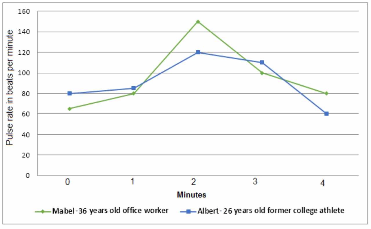 Pulse Rate Changes of Two Individuals Over Four Minutes